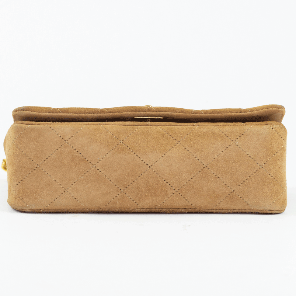 base view of Chanel Vintage Tan Suede Mini Flap Crossbody Bag