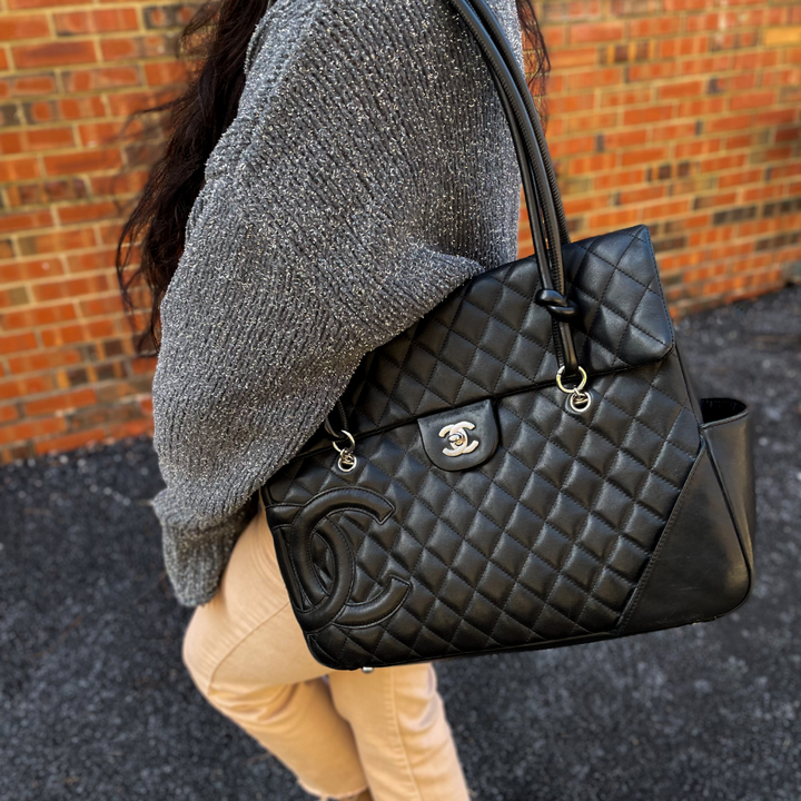 Chanel Ligne Cambon Black Quilted Leather Flap Bag