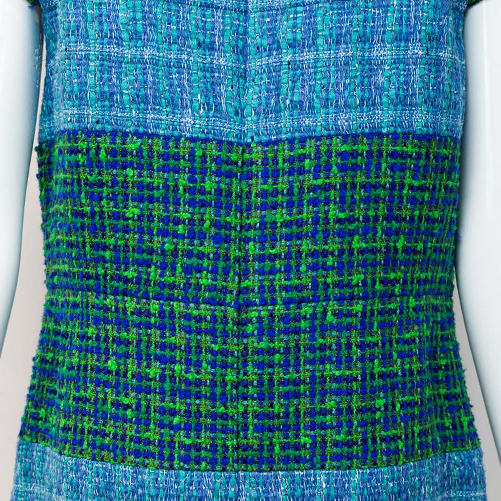 Chanel Blue & Green Tweed Shift Dress