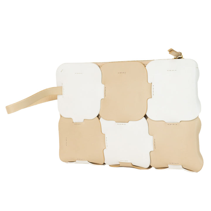 Paco Rabanne Beige & White Cabas Puzzle Clutch