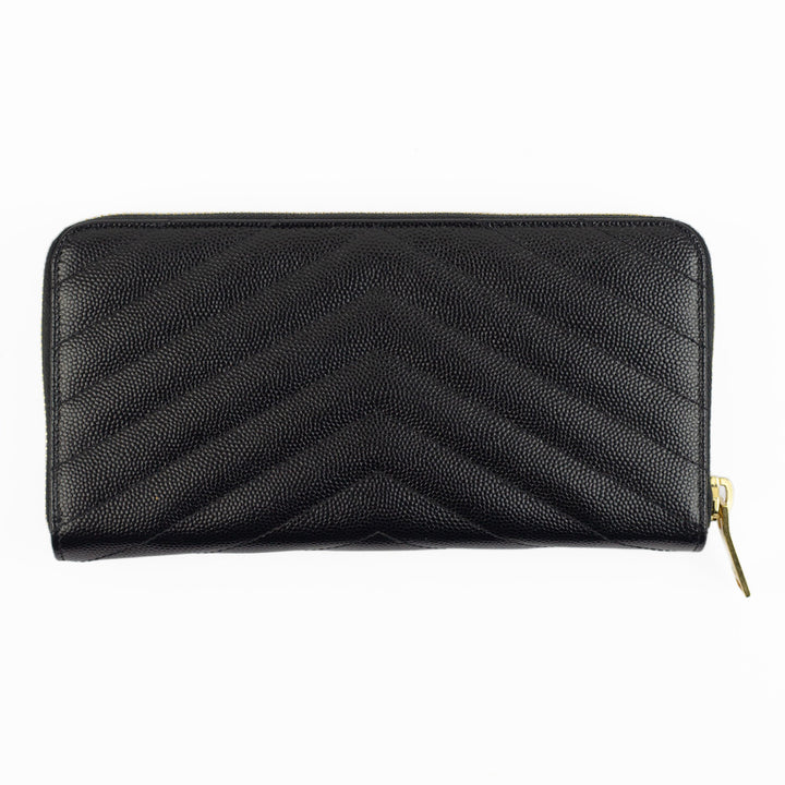 back view of YSL Cassandre Saint Laurent Matelassé Zip Around Wallet