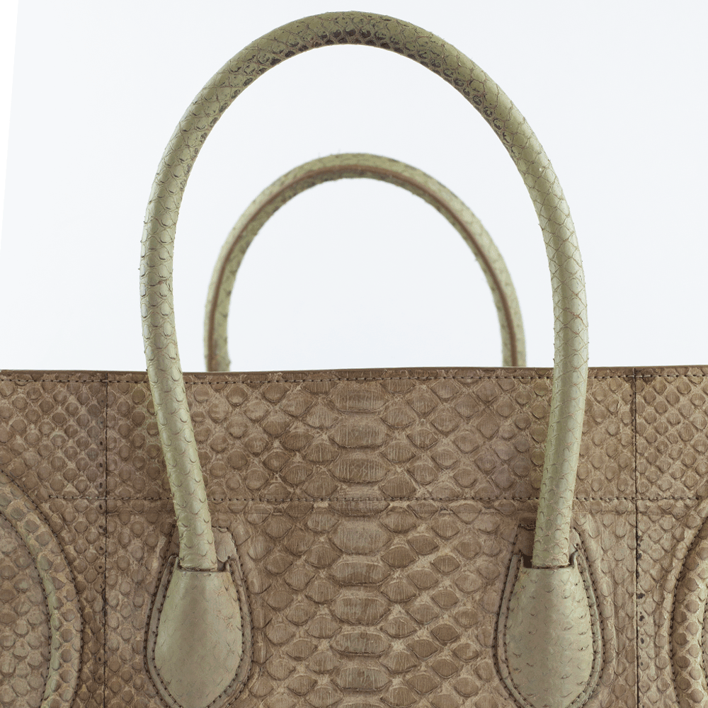 handle view of Celine Beige Python Medium Phantom Tote Bag