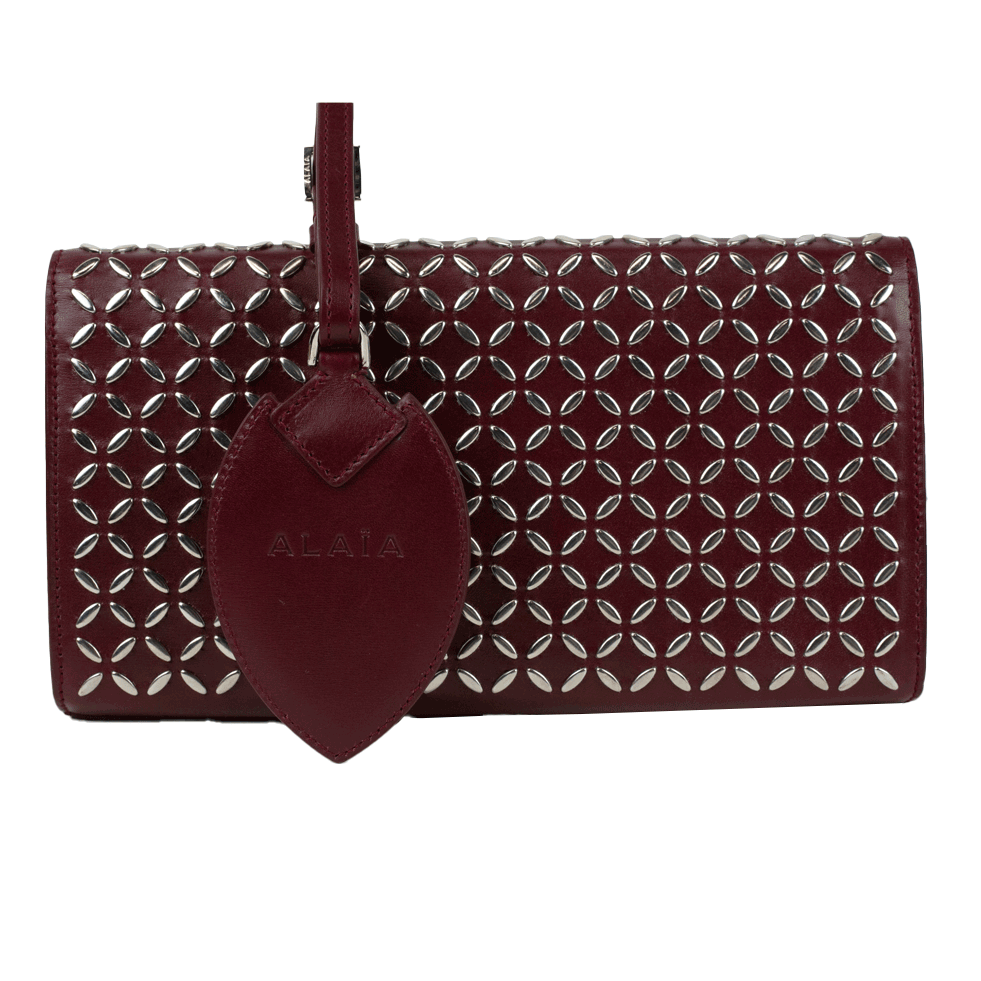 Alaia Red Leather Studded Clutch