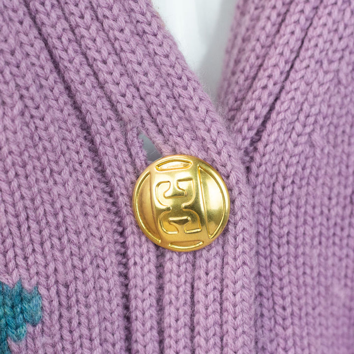 Escada Lilac Wool & Cashmere Embroidered Cardigan