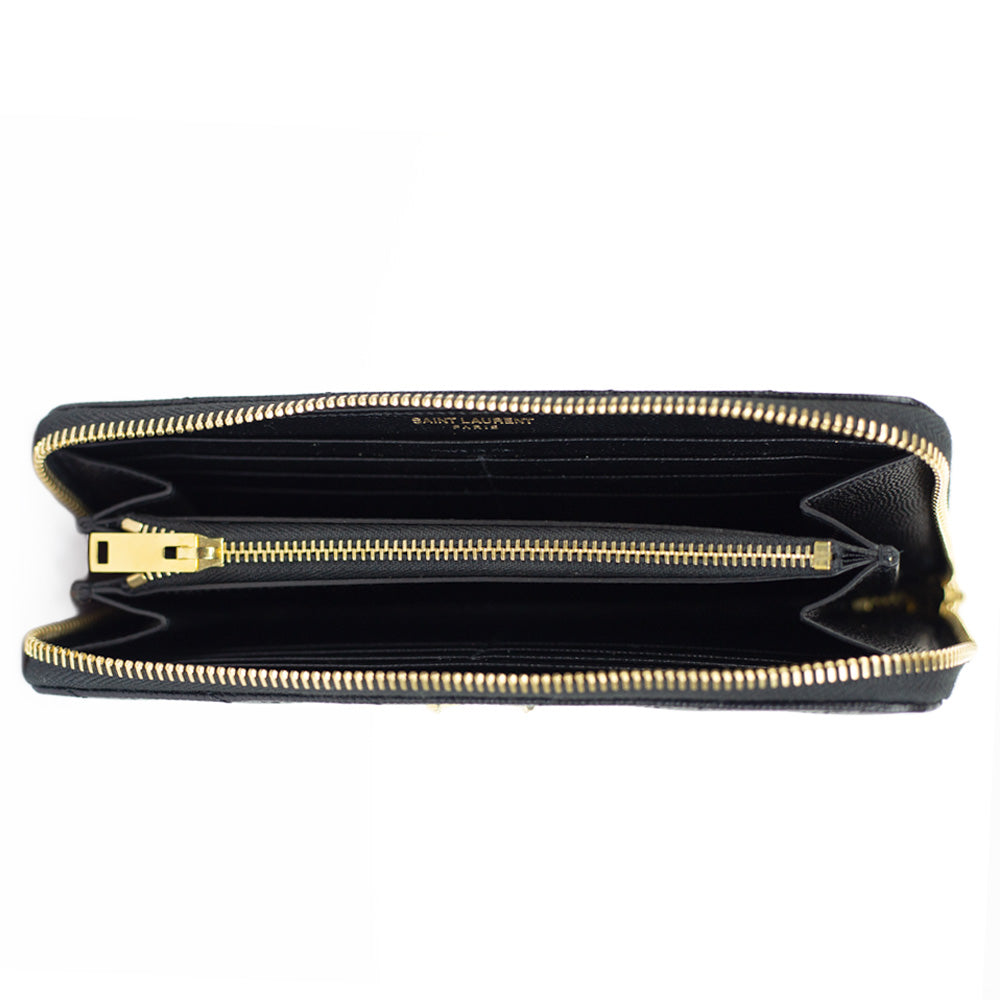 open view of YSL Cassandre Saint Laurent Matelassé Zip Around Wallet