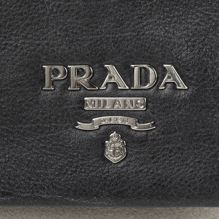 Prada Gray Ombre Leather Pochette Clutch