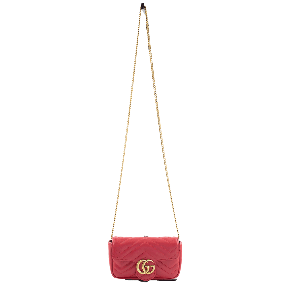 Gucci Red GG Marmont Super Mini Crossbody Bag