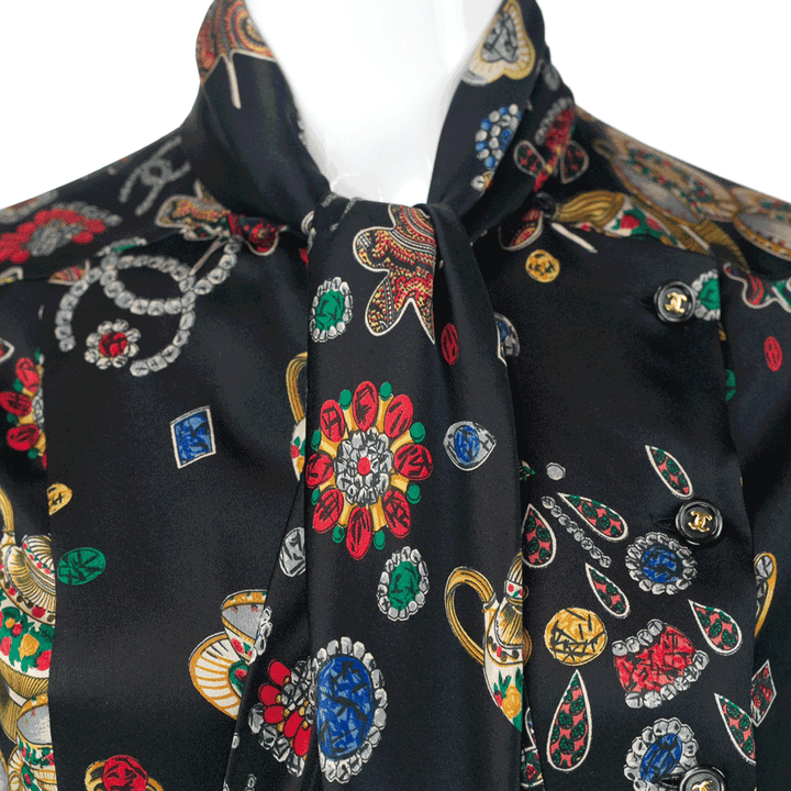 Chanel 1990's Jewelry Print Blouse