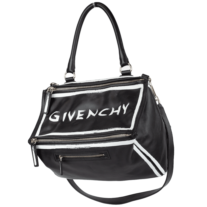 Givenchy Medium Pandora Graffiti Black Leather Satchel