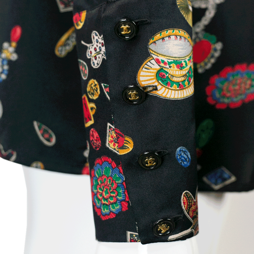 Chanel 1990's Jewelry Print Blouse