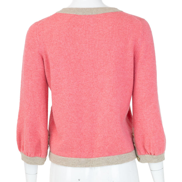 back view of Chanel Pink & Beige Cashmere Cardigan