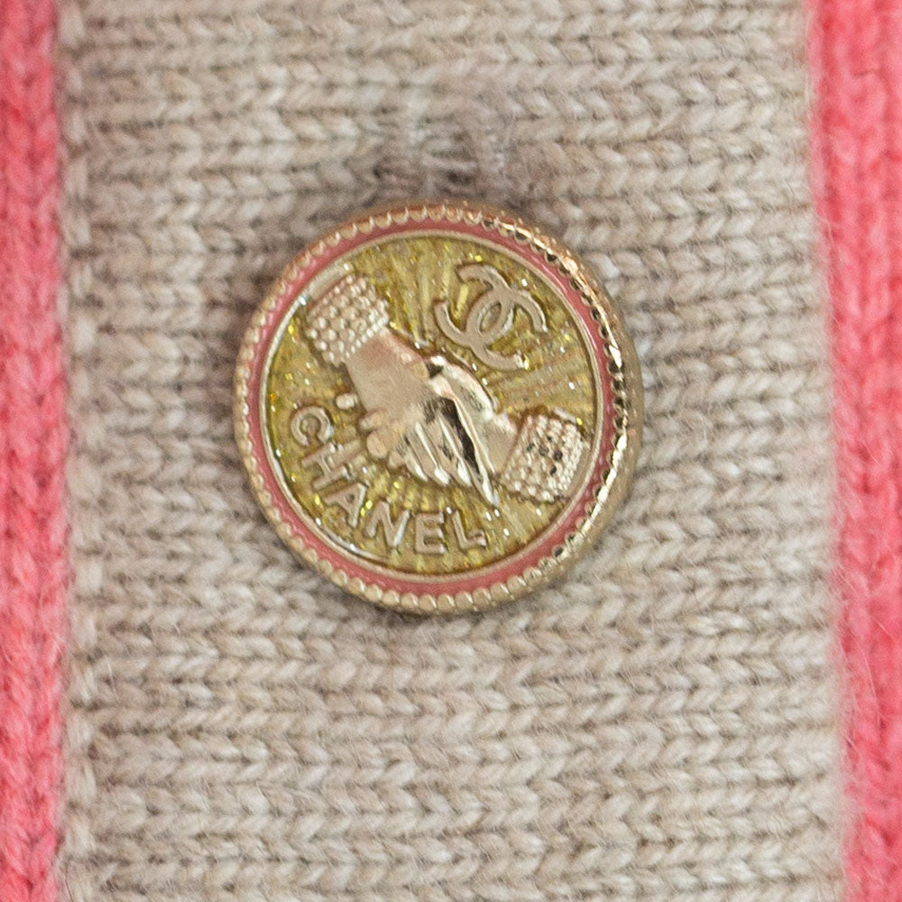 Chanel Pink & Beige Cashmere Cardigan