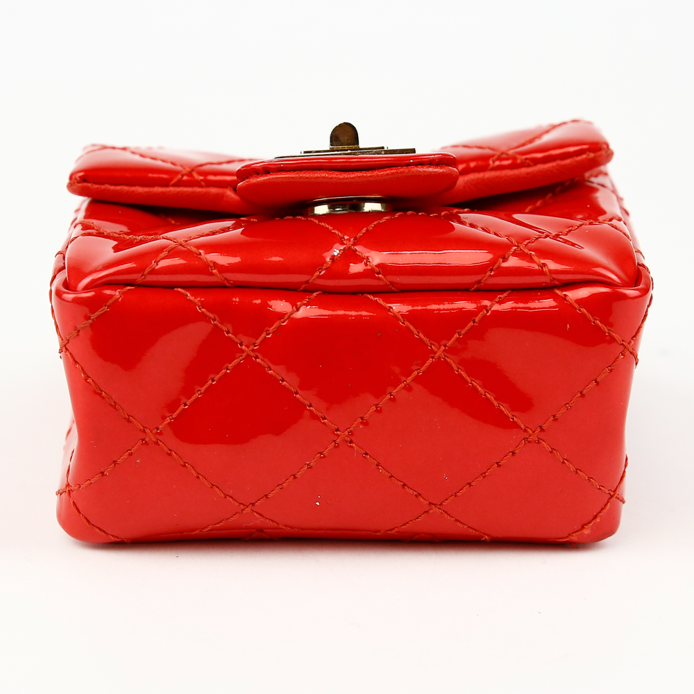 Chanel Red Quilted Patent Leather 2.55 Mini Ankle/Wrist Bag