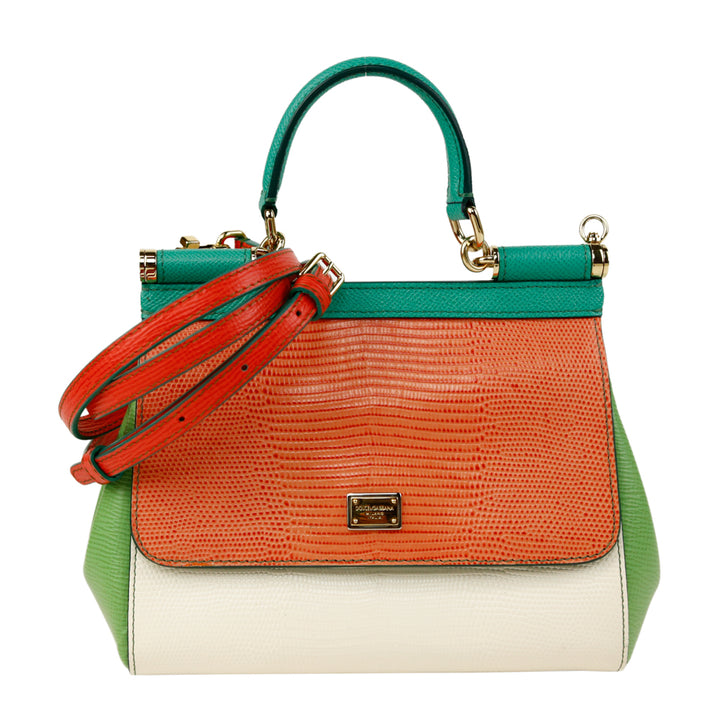 Dolce & Gabbana Colorblock Embossed Leather Mini Miss Sicily Tote