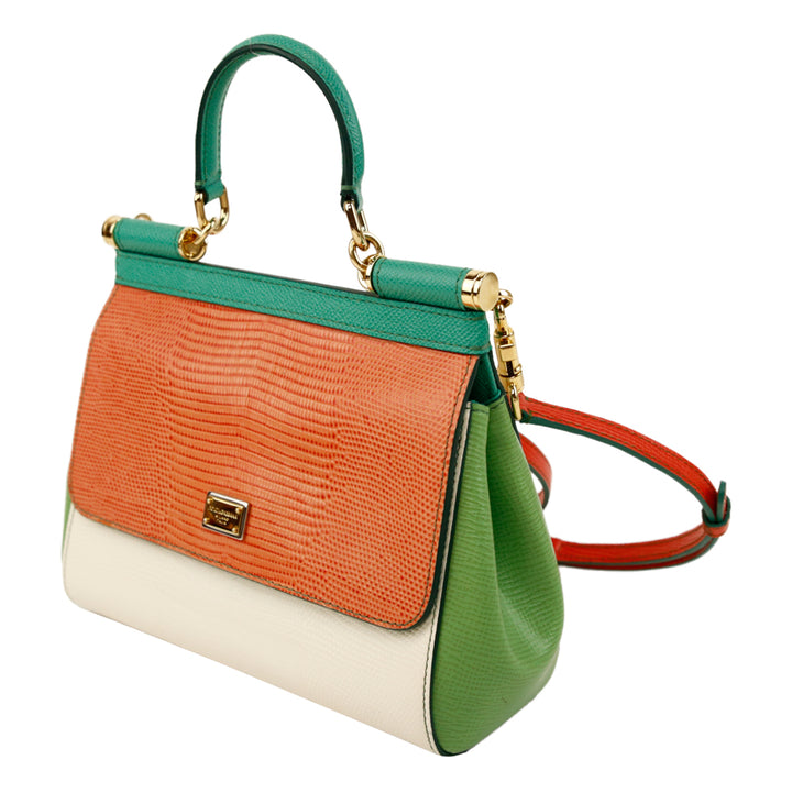 Dolce & Gabbana Colorblock Embossed Leather Mini Miss Sicily Tote