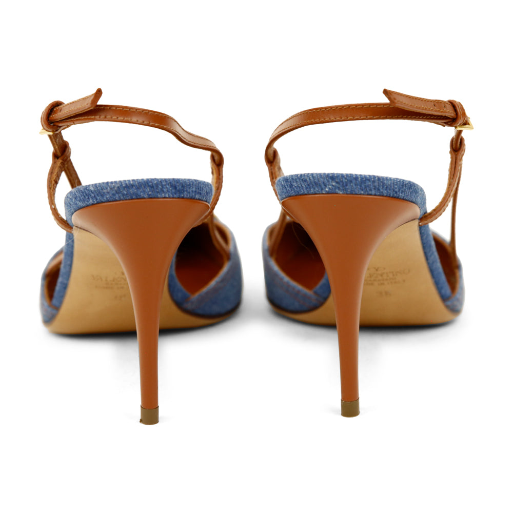 Valentino VLOGO Denim Slingback Pumps