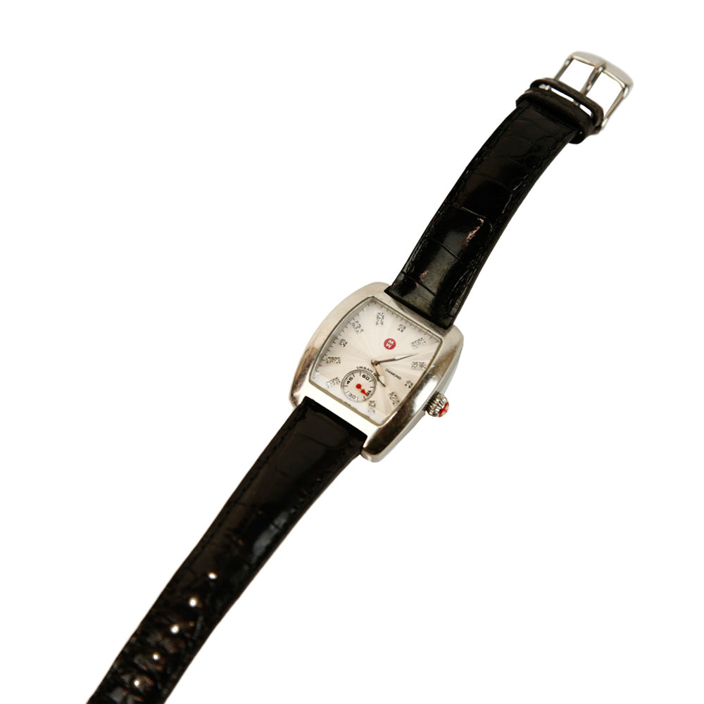 Michelle Black Leather & Stainless Steel Urban Mini Watch