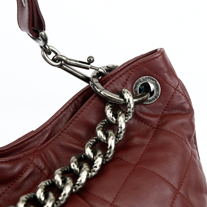 Chanel Coco Pleats Burgundy Leather Hobo Bag