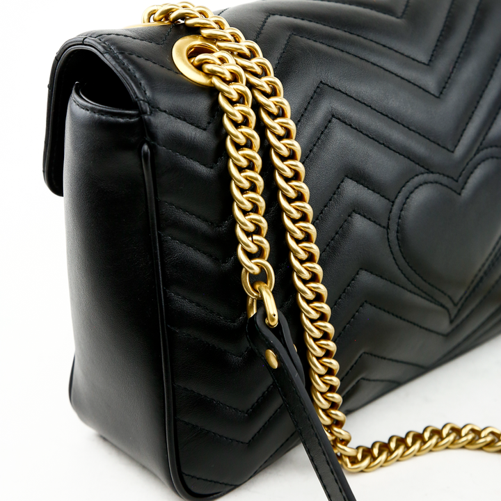 chain view of Gucci Black GG Marmont Medium Matelasse Shoulder Bag