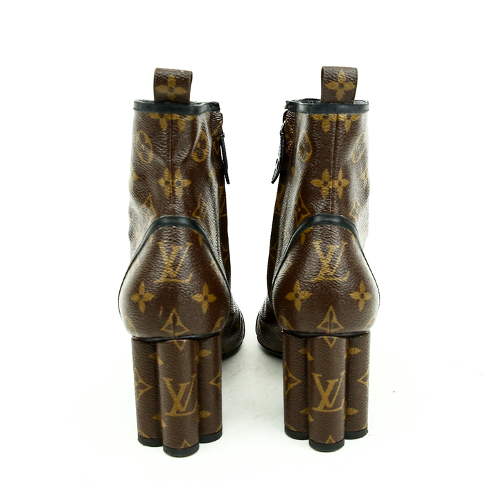 back view of Louis Vuitton Monogram Canvas New Revival Ankle Boots