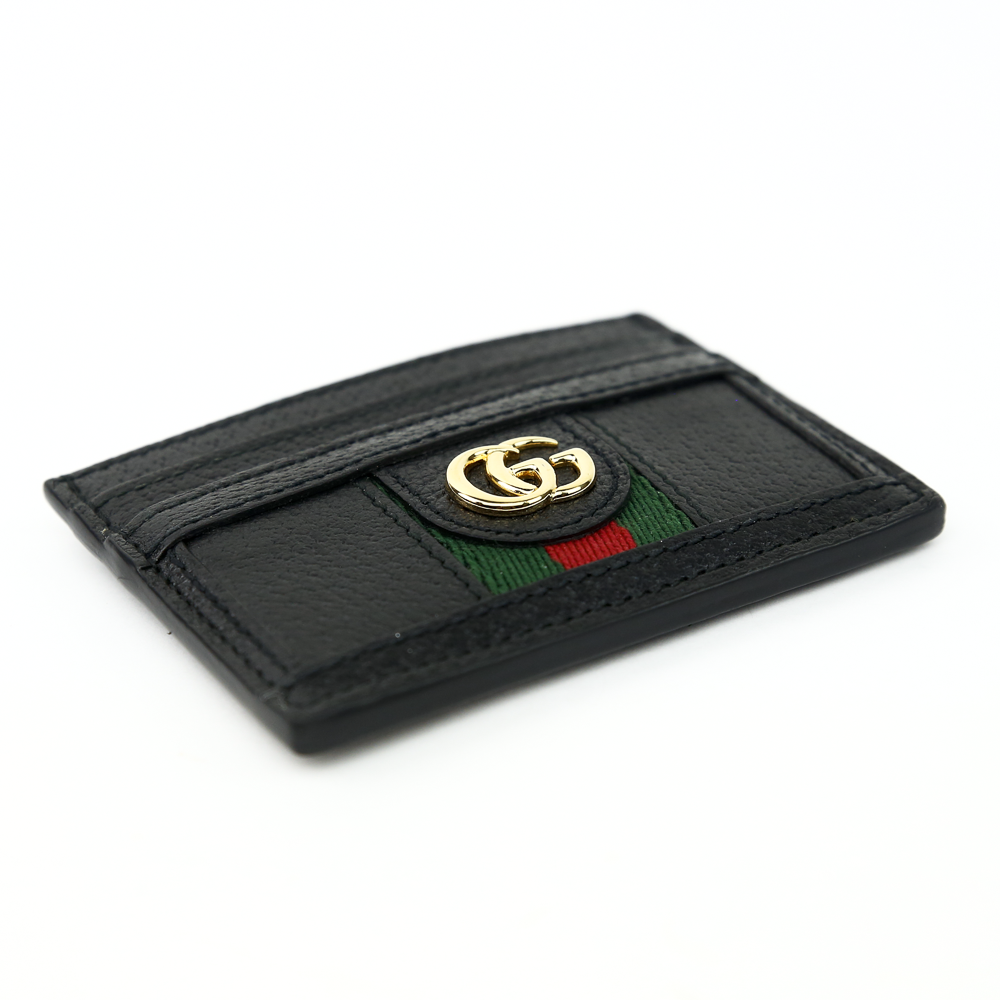 base view of Gucci Black Leather Ophidia Card Case