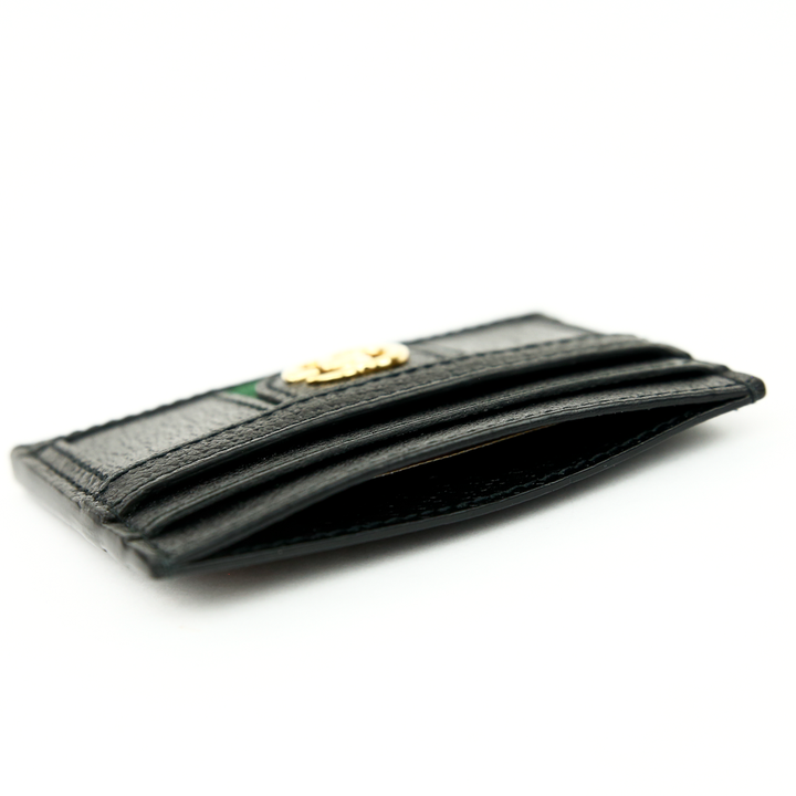 top view of Gucci Black Leather Ophidia Card Case