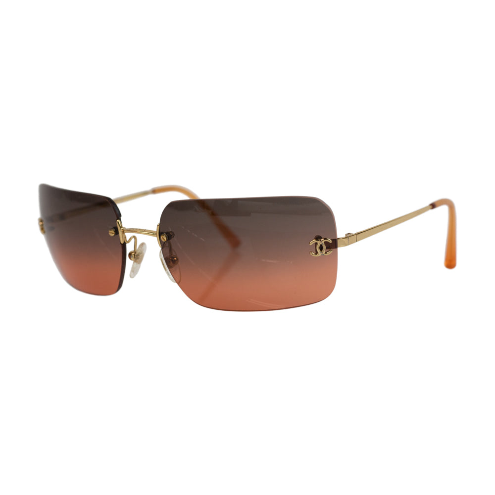 Chanel Rimless Orange Gradient CC Sunglasses