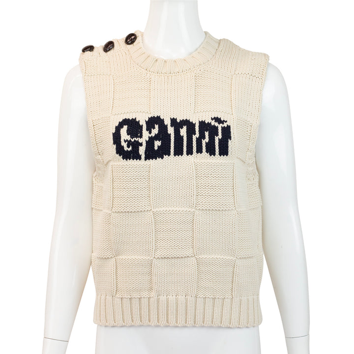 Ganni Checkerboard Knit Sweater Vest