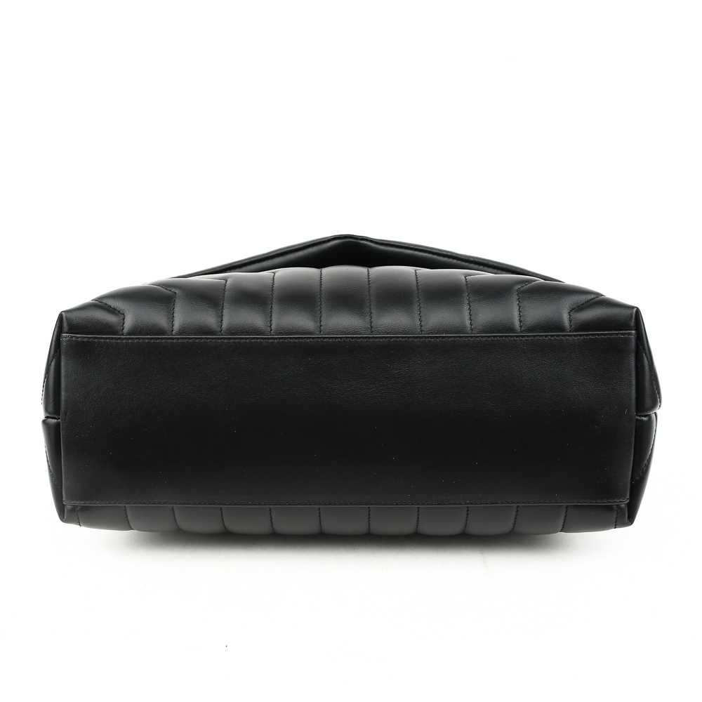 base view of Saint Laurent LouLou Medium Bag in Black Matelassé Y Leather