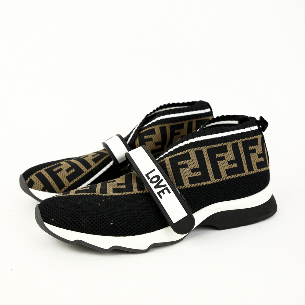 side view of Fendi Rockoko FF Knit Sock Sneakers