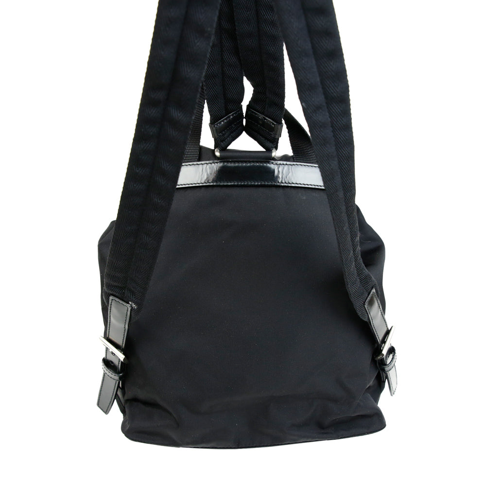 Prada Black Vela Nylon Small Drawstring Backpack