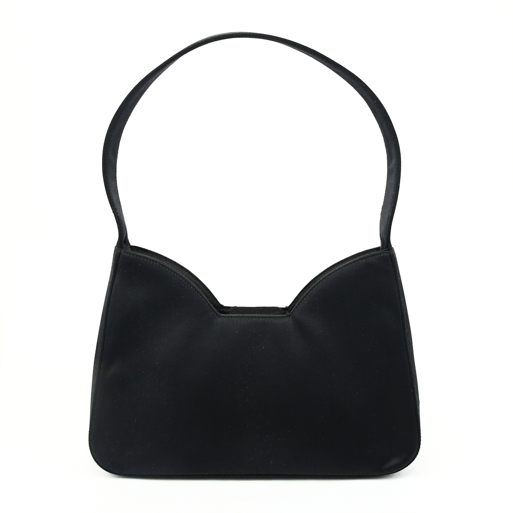 back view of Prada Black Satin Vintage Top Handle Bag