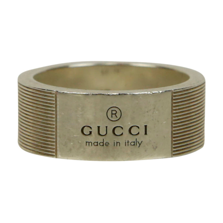 Gucci Sterling Silver Logo Band Ring