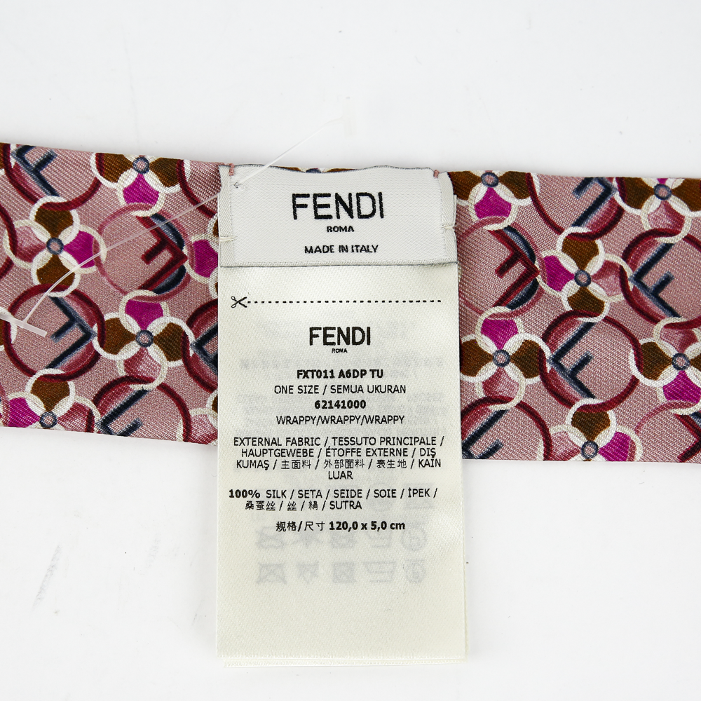 Fendi Pink Printed Silk Wrappy Bandeau