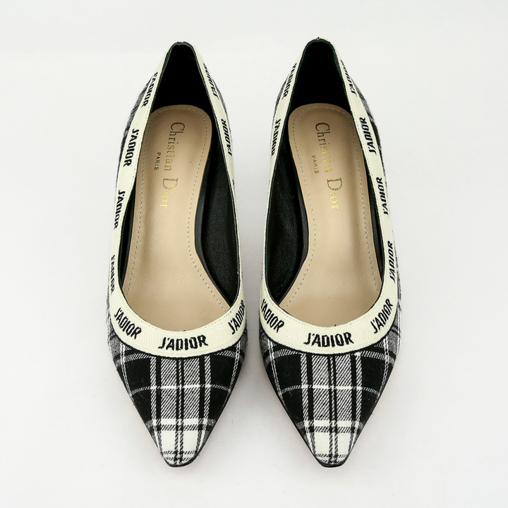 top view of Dior Tartan Check J'ADIOR Low Heel Pumps