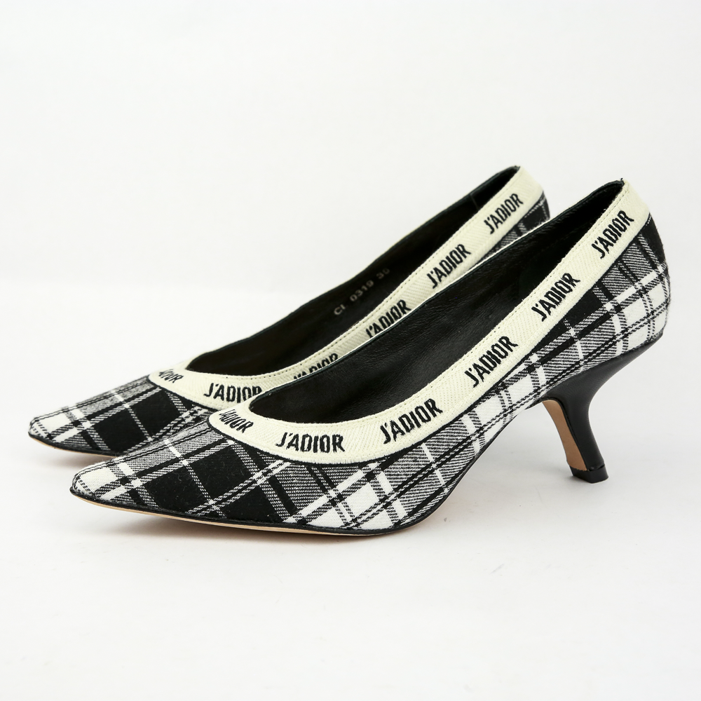 side view of Dior Tartan Check J'ADIOR Low Heel Pumps