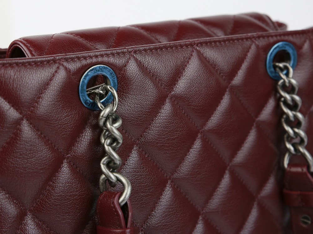 Chanel Burgundy Caviar Leather Rock Shopping Tote