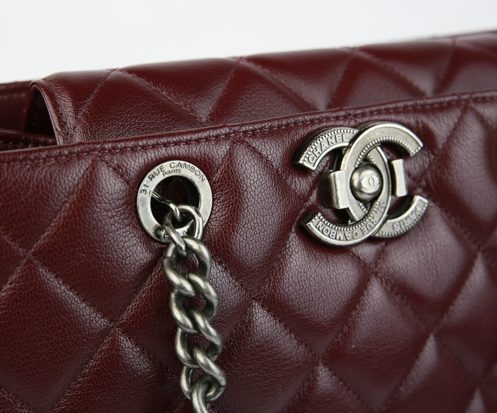 Chanel Burgundy Caviar Leather Rock Shopping Tote