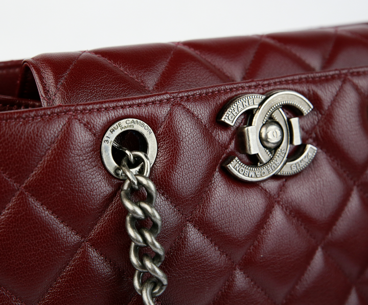 Chanel Burgundy Caviar Leather Rock Shopping Tote