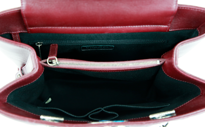 interior view of Chanel Burgundy Caviar Leather Rock Shopping Tote