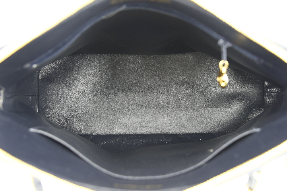 interior view of Chanel Vintage Navy Caviar Quilted Dome Handbag