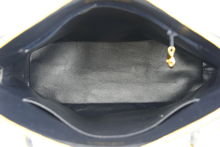 interior view of Chanel Vintage Navy Caviar Quilted Dome Handbag