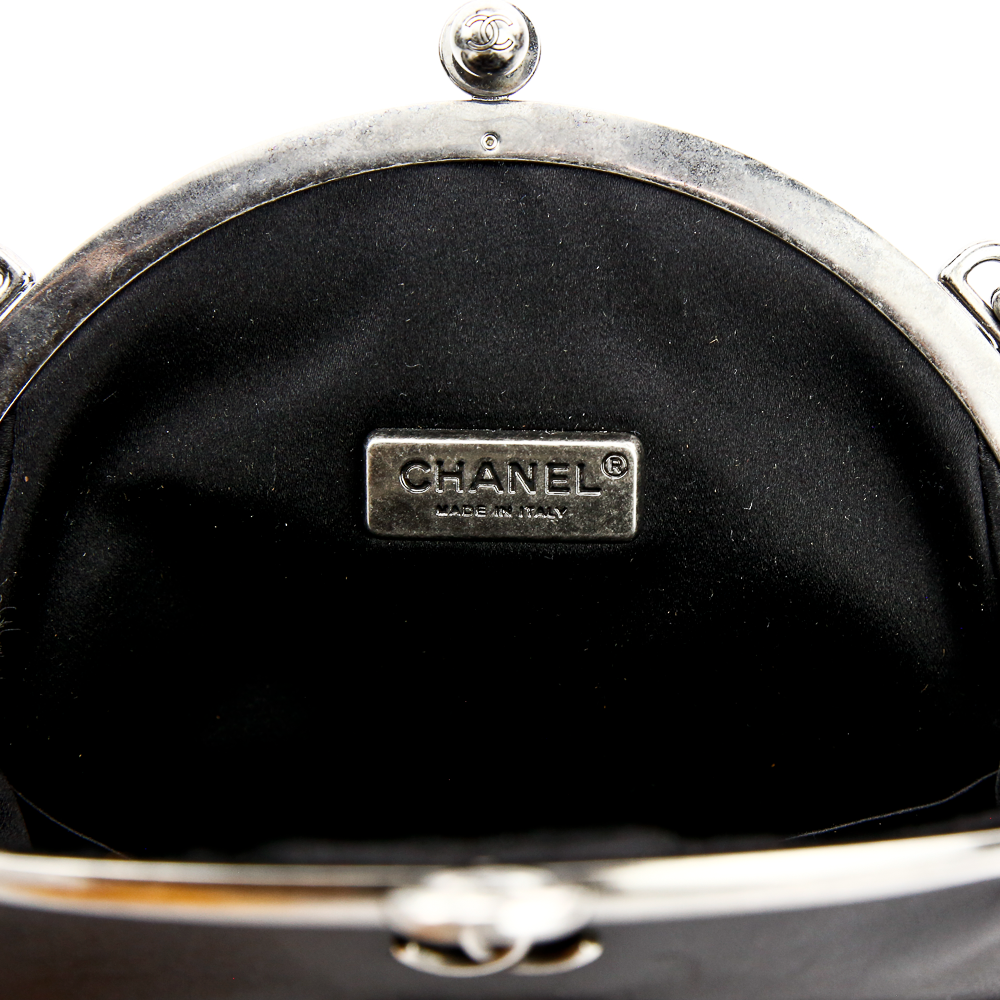 Chanel Black Leather & Painted Fur Frame Bag