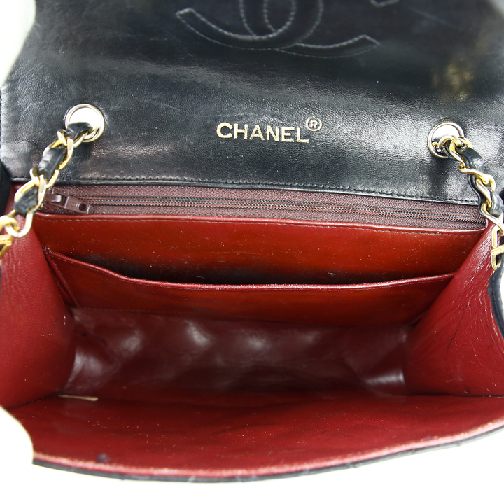 interior view of Chanel Vintage Black Quilted Envelope Flap Bag