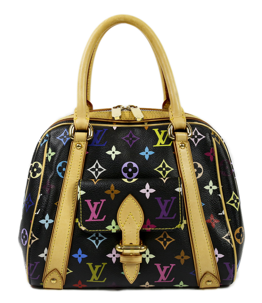 Louis Vuitton Black & Multicolor Coated Canvas Priscilla Top Handle Bag