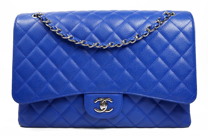 Chanel Blue Caviar Quilted Leather Jumbo Single Flap Bag