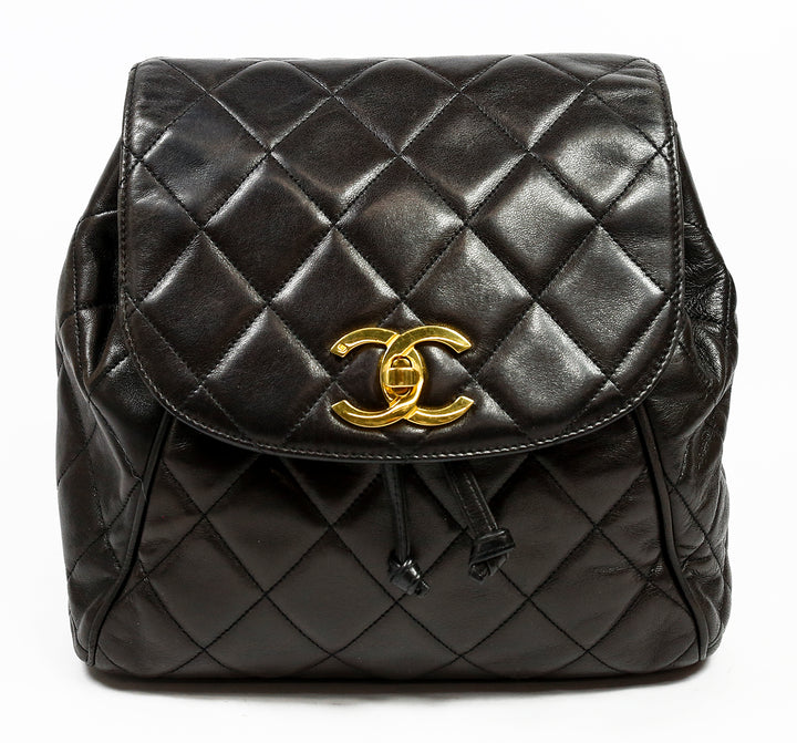 Chanel Dark Brown Quilted Lambskin Leather Vintage Backpack