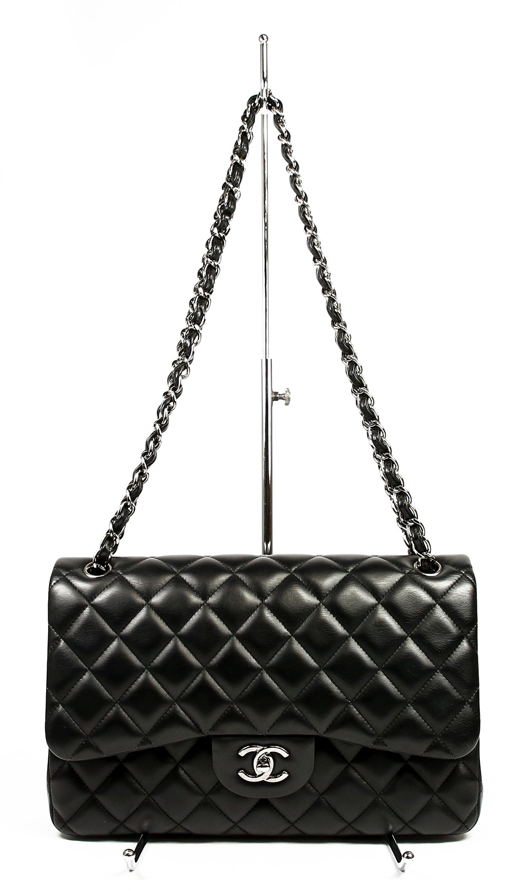 Chanel Black Quilted Lambskin Maxi Double Flap Shoulder Bag