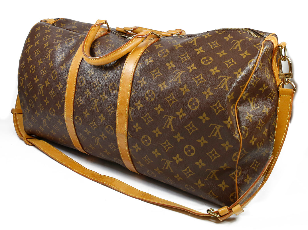 Louis Vuitton Brown Monogram Coated Canvas Keepall Bandouliere 55