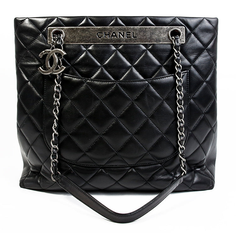 Chanel Black Quilted Lambskin Leather Trendy CC Tote